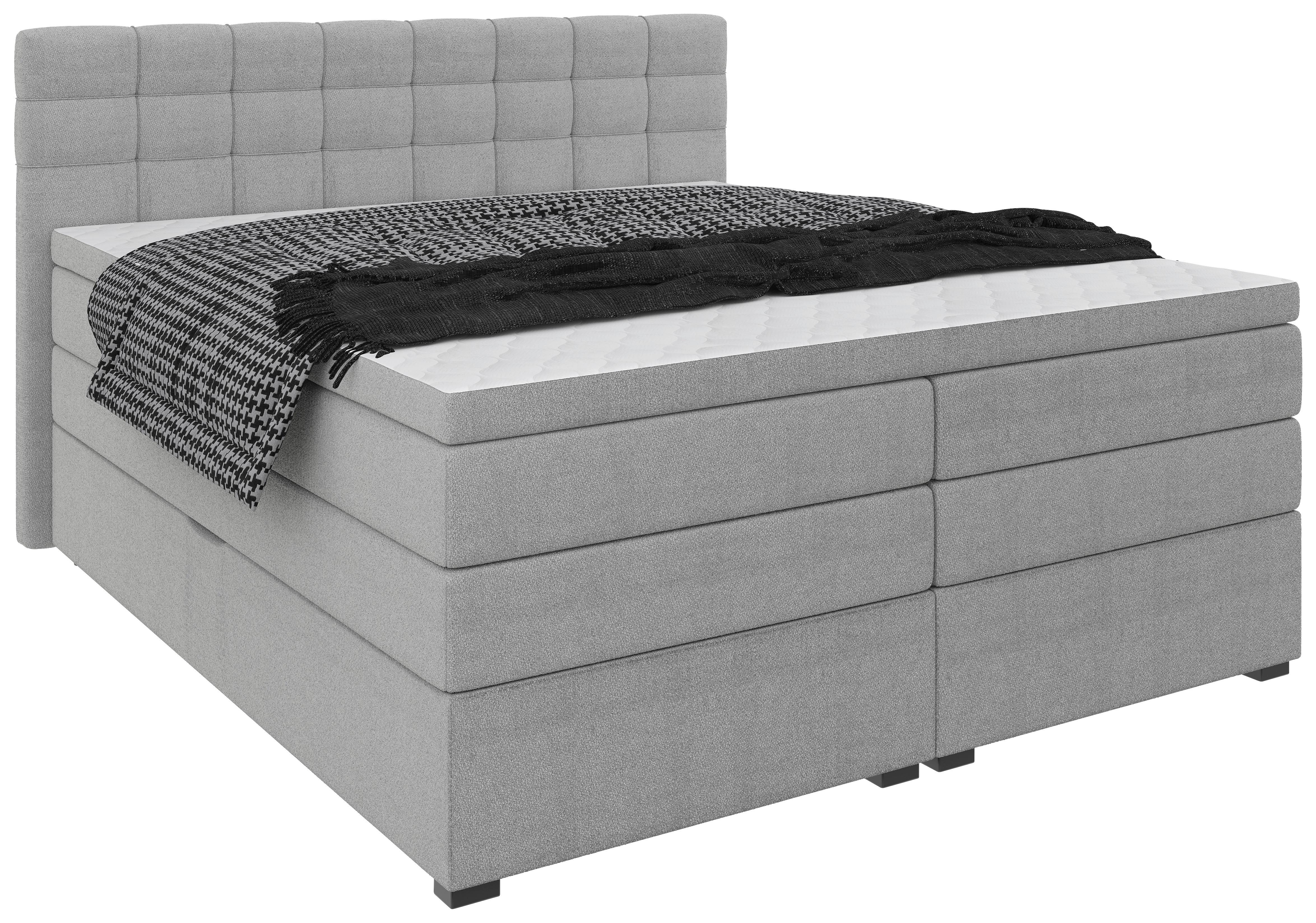 Boxspringbett Fano Grau ca. 200x200cm - Schwarz/Grau, Konventionell, Kunststoff/Textil (200/200cm) - Mömax