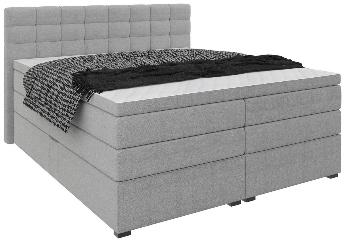 Boxspringbett Fano Grau ca. 200x200cm - Schwarz/Grau, Konventionell, Kunststoff/Textil (200/200cm) - Mömax