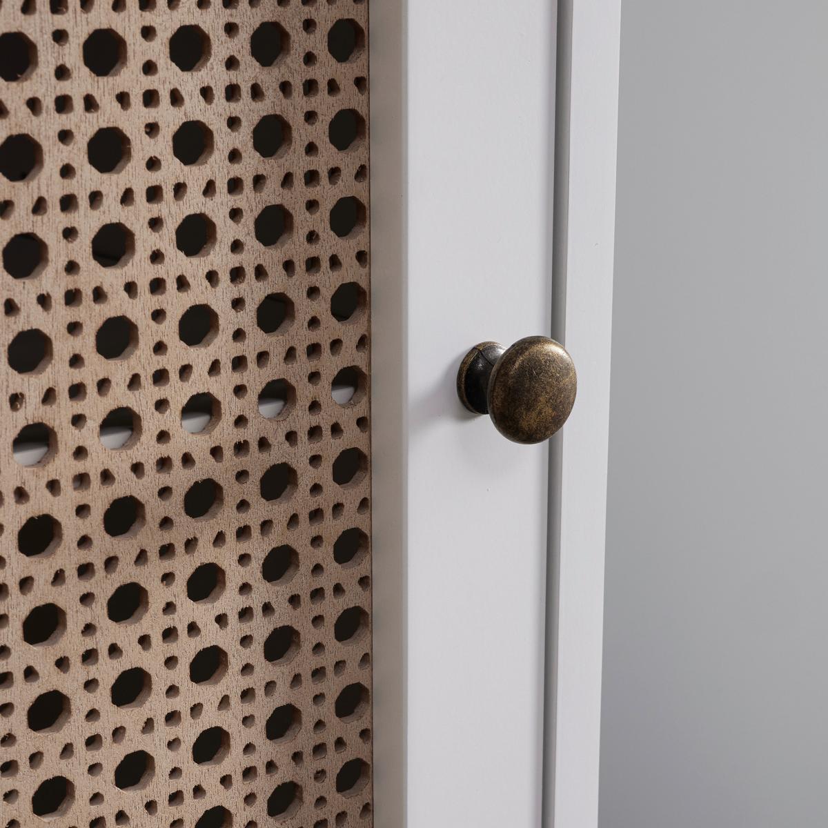 Alsószekrény Fehér-natúr Lisa - natúr színű/bronzszínű, Modern, faalapú anyag/fém (32/89/30cm) - Bessagi Home