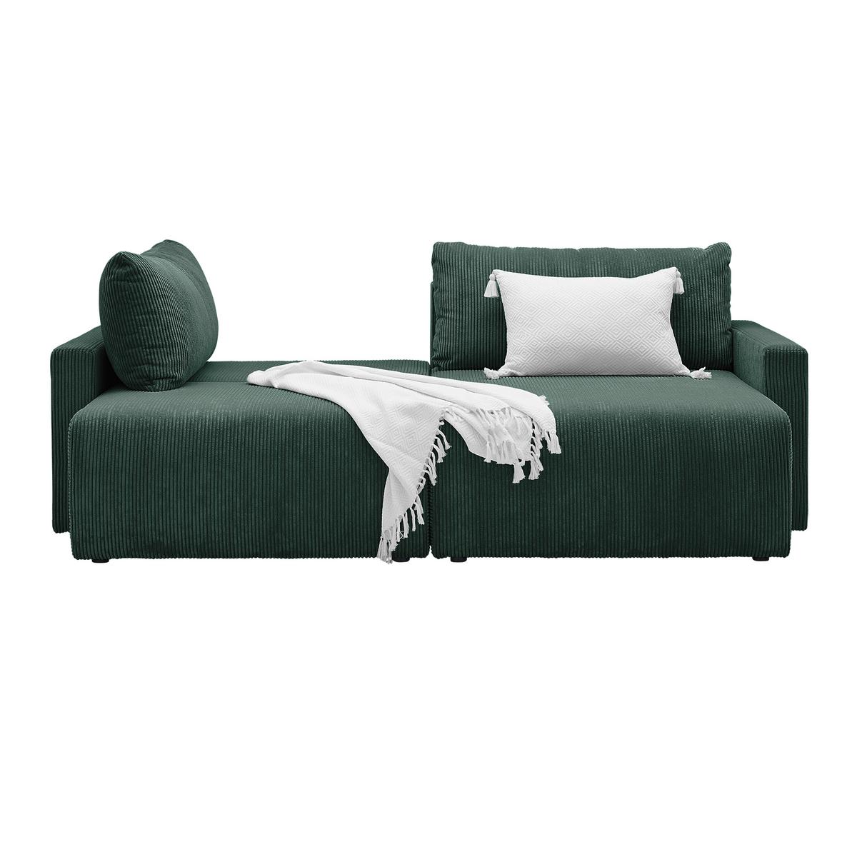 Ecksofa Dios Dunkelgrün - Dunkelgrün/Schwarz, MODERN, Holz/Kunststoff (228/91/146cm) - Based