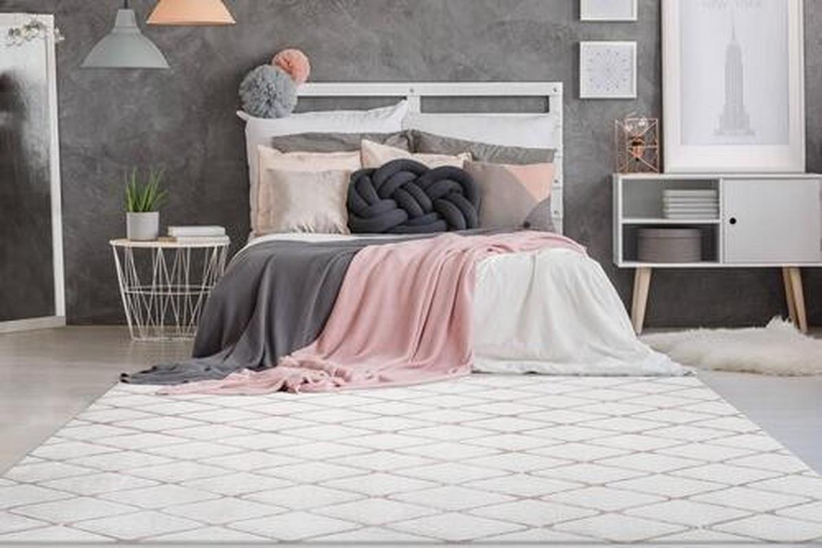 Hochflorteppich Vivica - Weiss/Rosa, Design, Textil (80/150cm) - Kayoom