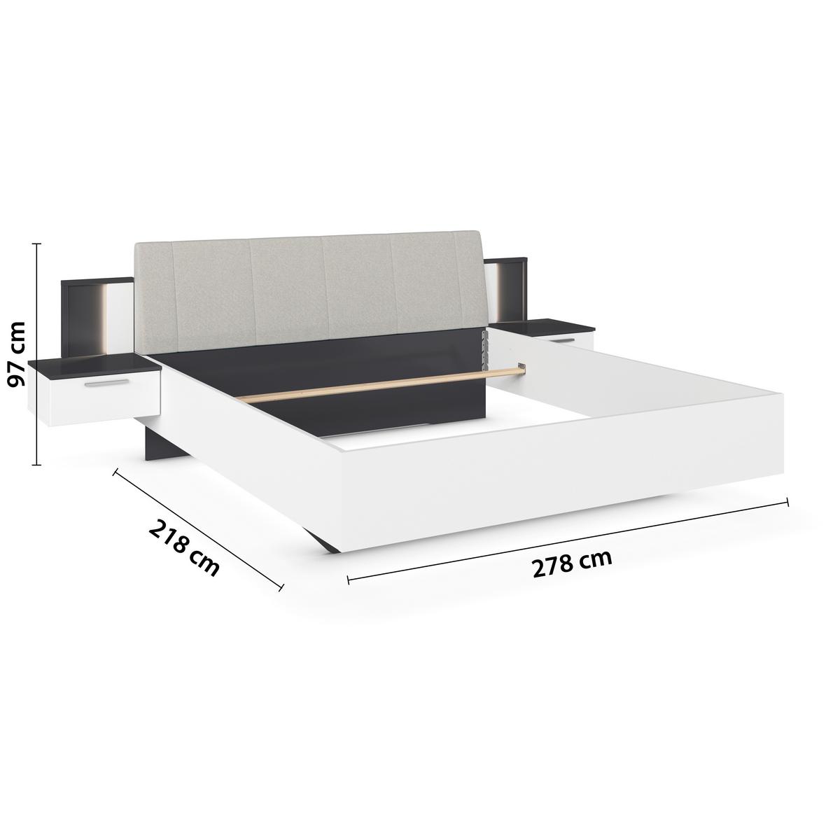 Bettanlage Caspio Grau/Weiß ca. 180x200cm - Weiß/Grau, KONVENTIONELL, Holzwerkstoff/Textil (180/200cm) - Premium Living