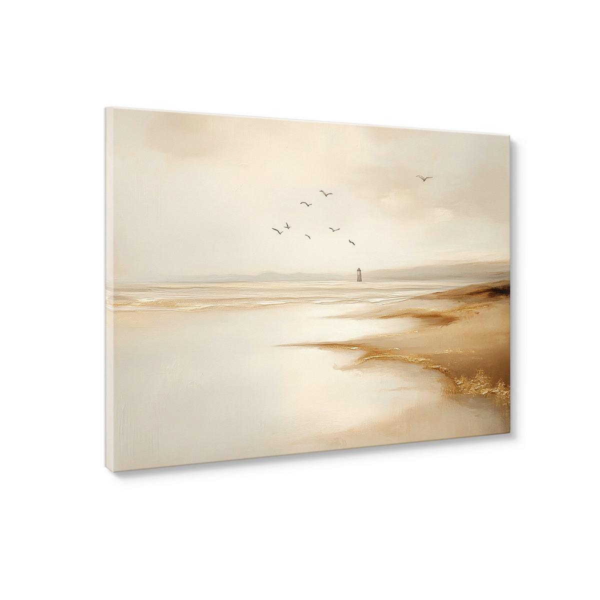 Leinwandbild CA Beige - Beige, Basics, Holz/Textil (70/100cm)