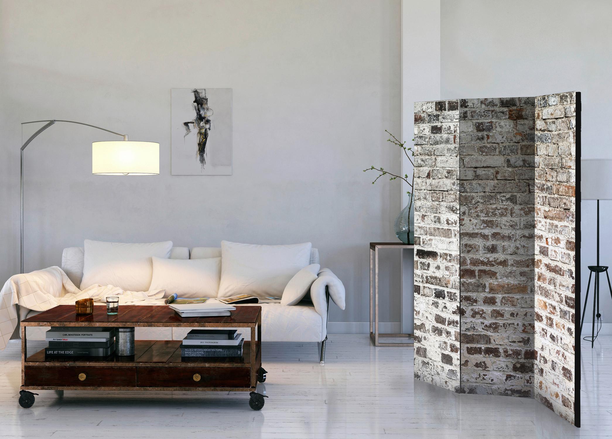 Paravan Old Walls, 3-Delni, Dvostranski - siva/večbarvno, Basics, tekstil/les (135/172/3cm) - artgeist