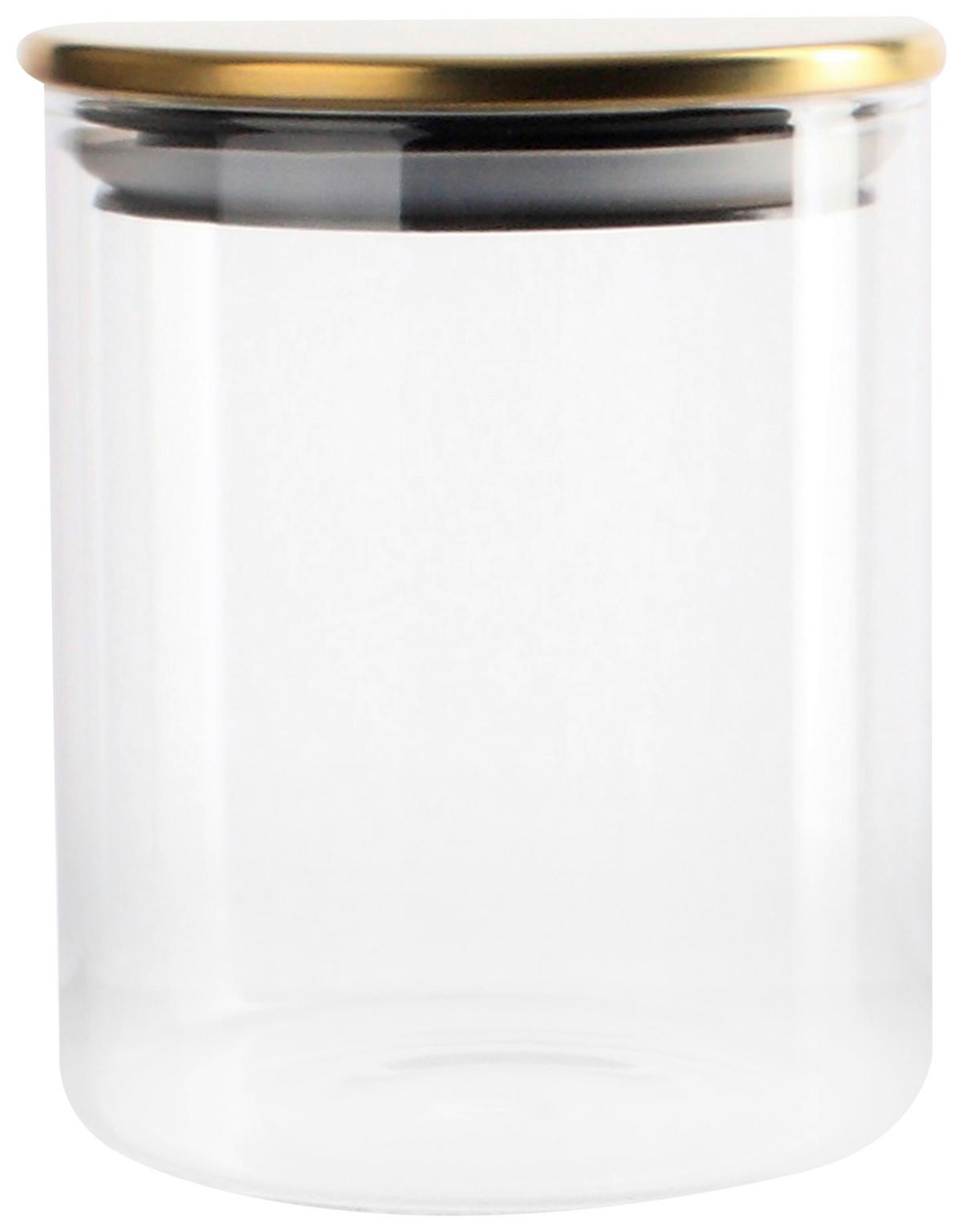 Vorratsdose Goldline aus Glas ca. 400ml - Transparent/Goldfarben, ROMANTIK / LANDHAUS, Glas/Kunststoff (8,8/10,4cm) - Mömax