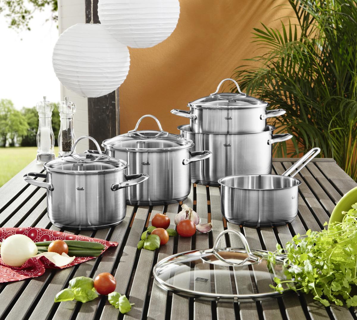 ZESTAW GARNKÓW 00211405000 FISSLER - kolor srebrny/przejrzysty, Basics, metal/szkło - Fissler