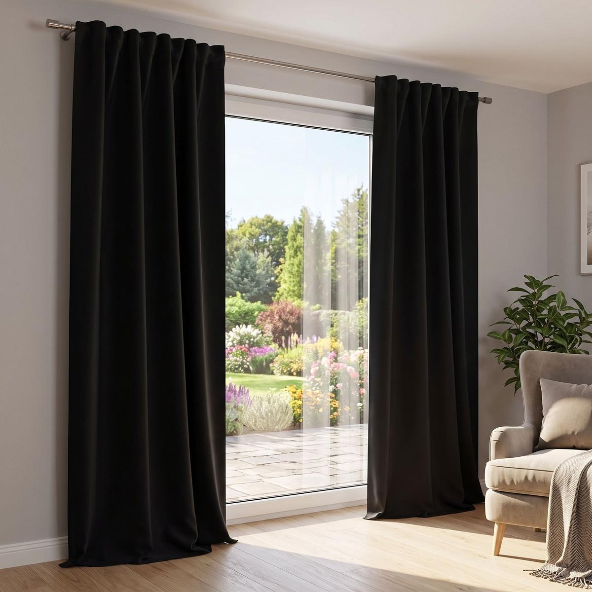 Lärmschutzvorhang Acustico Schwarz ca. 135x245cm - Schwarz, Basics, Textil (135/245cm) - Schmidt W. Gmbh
