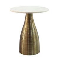 Beistelltisch Wl7.513 - Weiss/Goldfarben, Design, Stein/Metall (40/40/48cm) - Livetastic