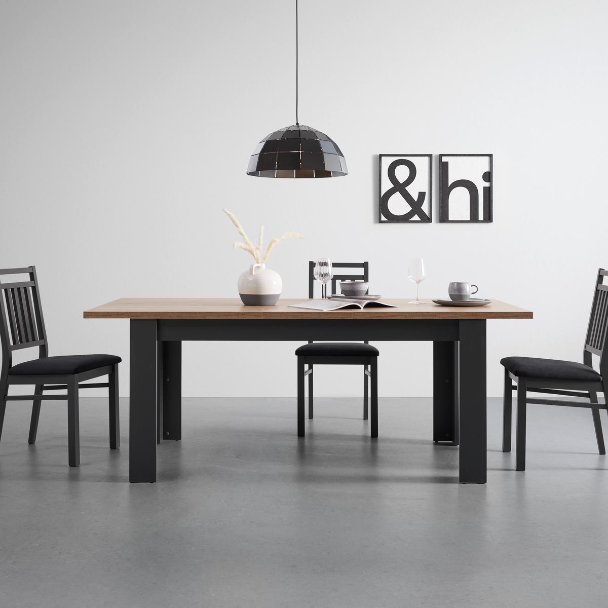 Raztegljiva Miza Claudio, Temno Siva, Hrast, 160-200x90 - temno siva/črna, Moderno, leseni material/les (160-200/90/76cm) - Bessagi Home