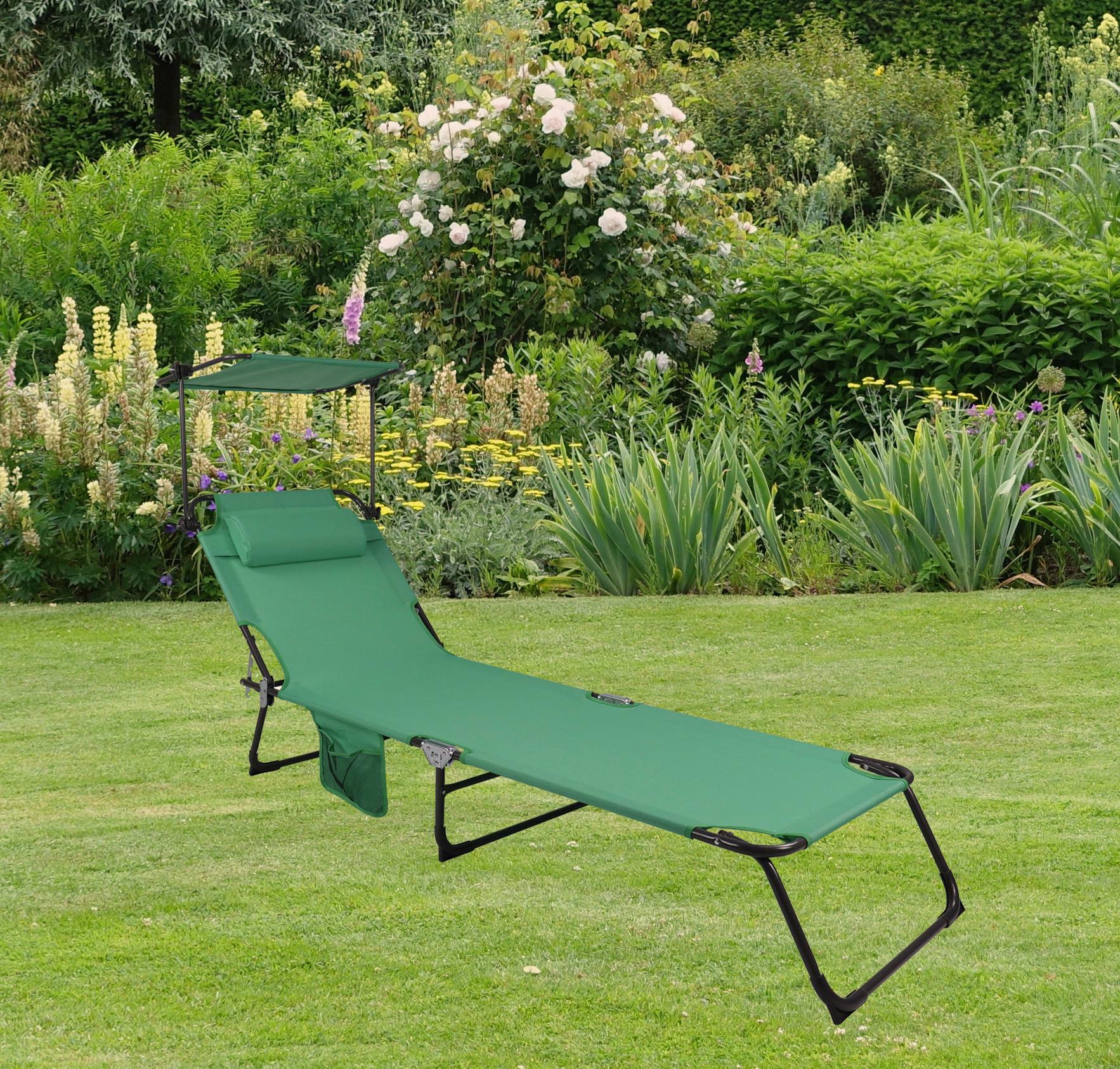 GARTENLIEGE BINDOX L - Grün, Modern, Kunststoff/Textil (55/24/185cm) - Ambia Garden