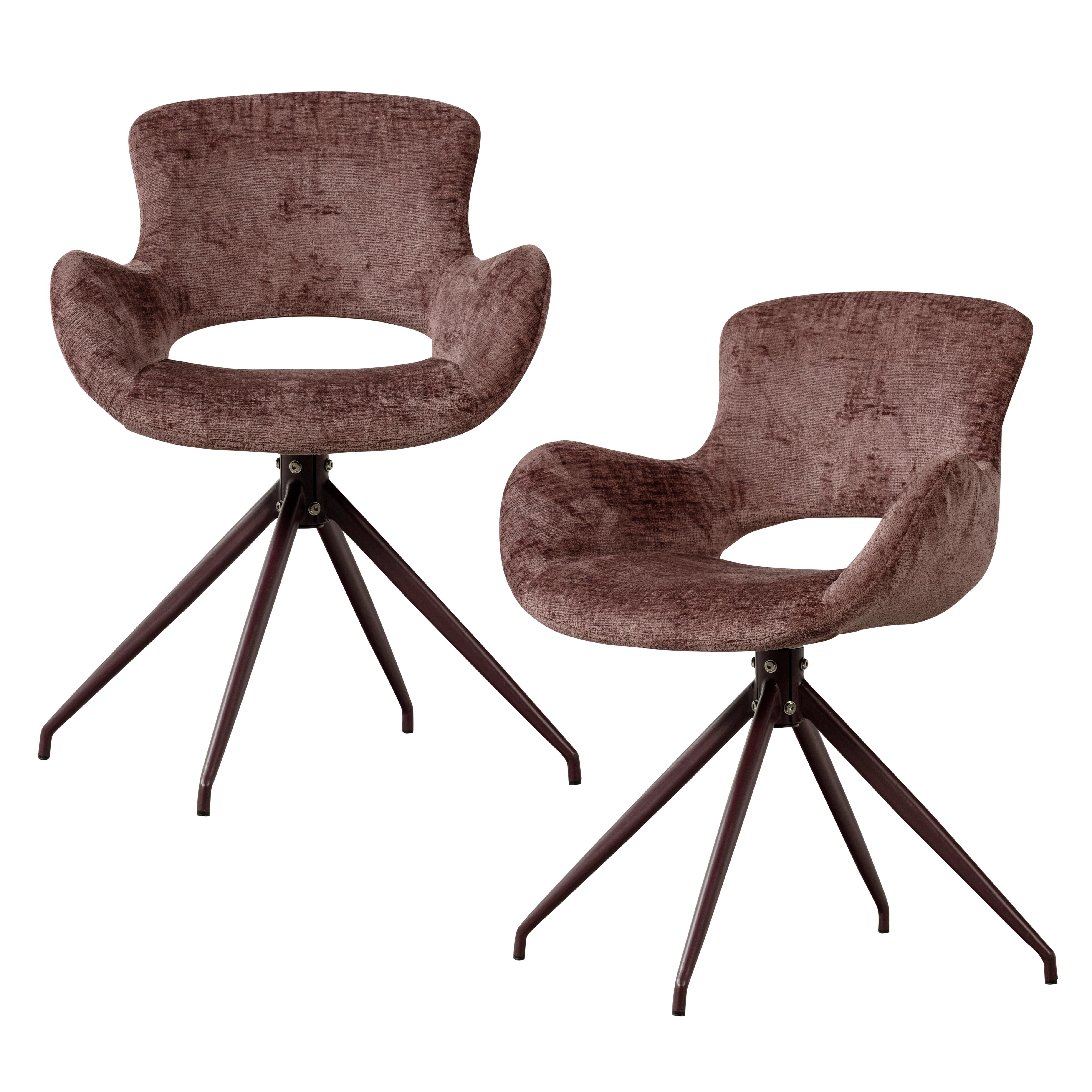 Armlehnstuhl-Set Eliva Lila B: 58cm - Lila/Schwarz, MODERN, Textil/Metall (58/82/58cm) - Livetastic
