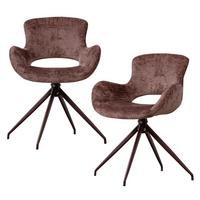 Armlehnstuhl-Set Eliva Lila B: 58cm - Lila/Schwarz, MODERN, Textil/Metall (58/82/58cm) - Livetastic