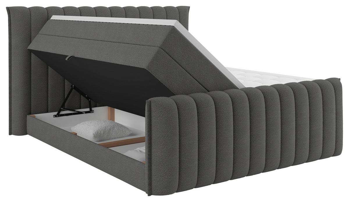 PAT BOXSPRING LINA - antracit, Konventionell, plastic/lemn (160/200cm) - Premium Living