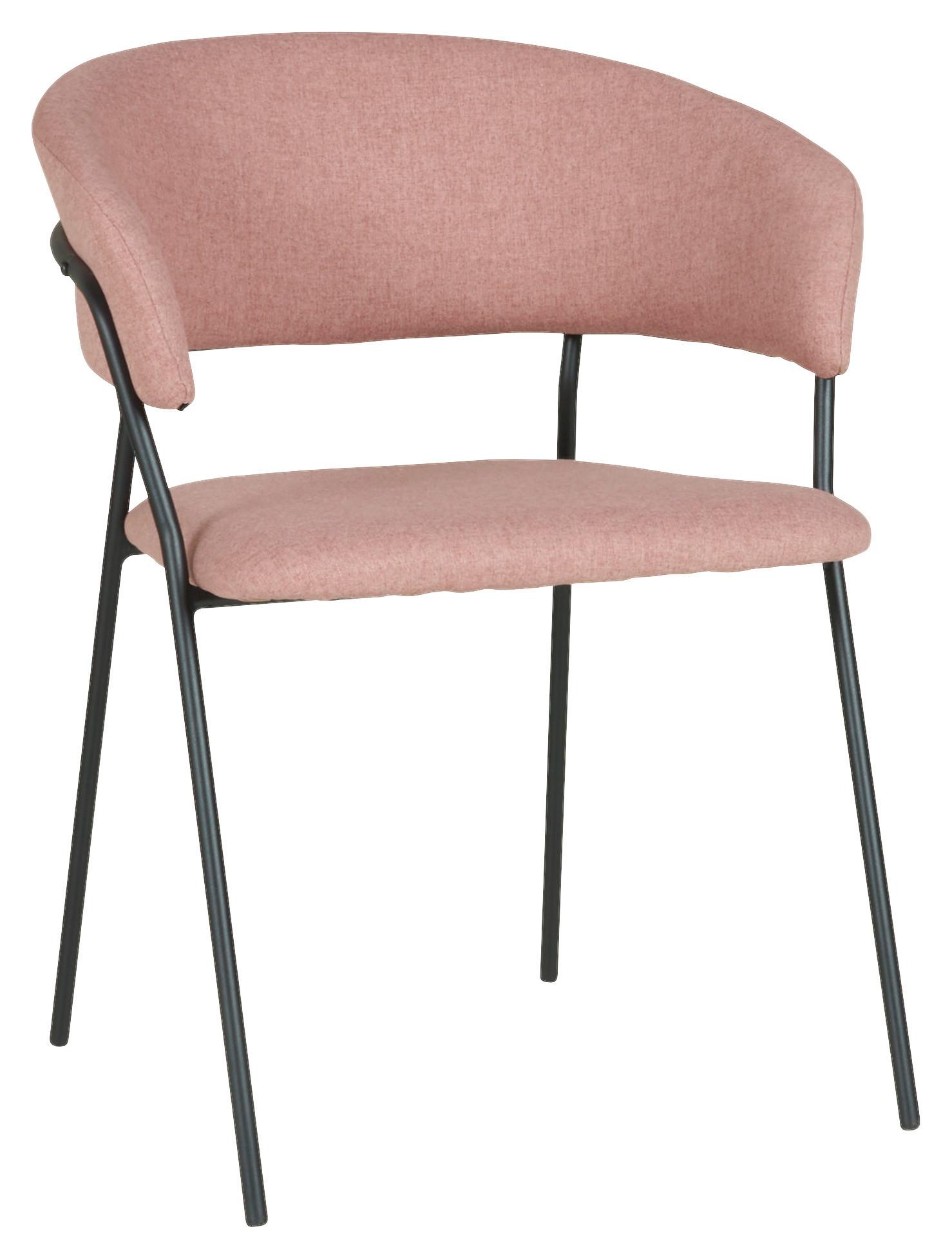 Armlehnstuhl Alice Rosa - Schwarz/Rosa, MODERN, Holz/Textil (53/80/59cm) - Mömax