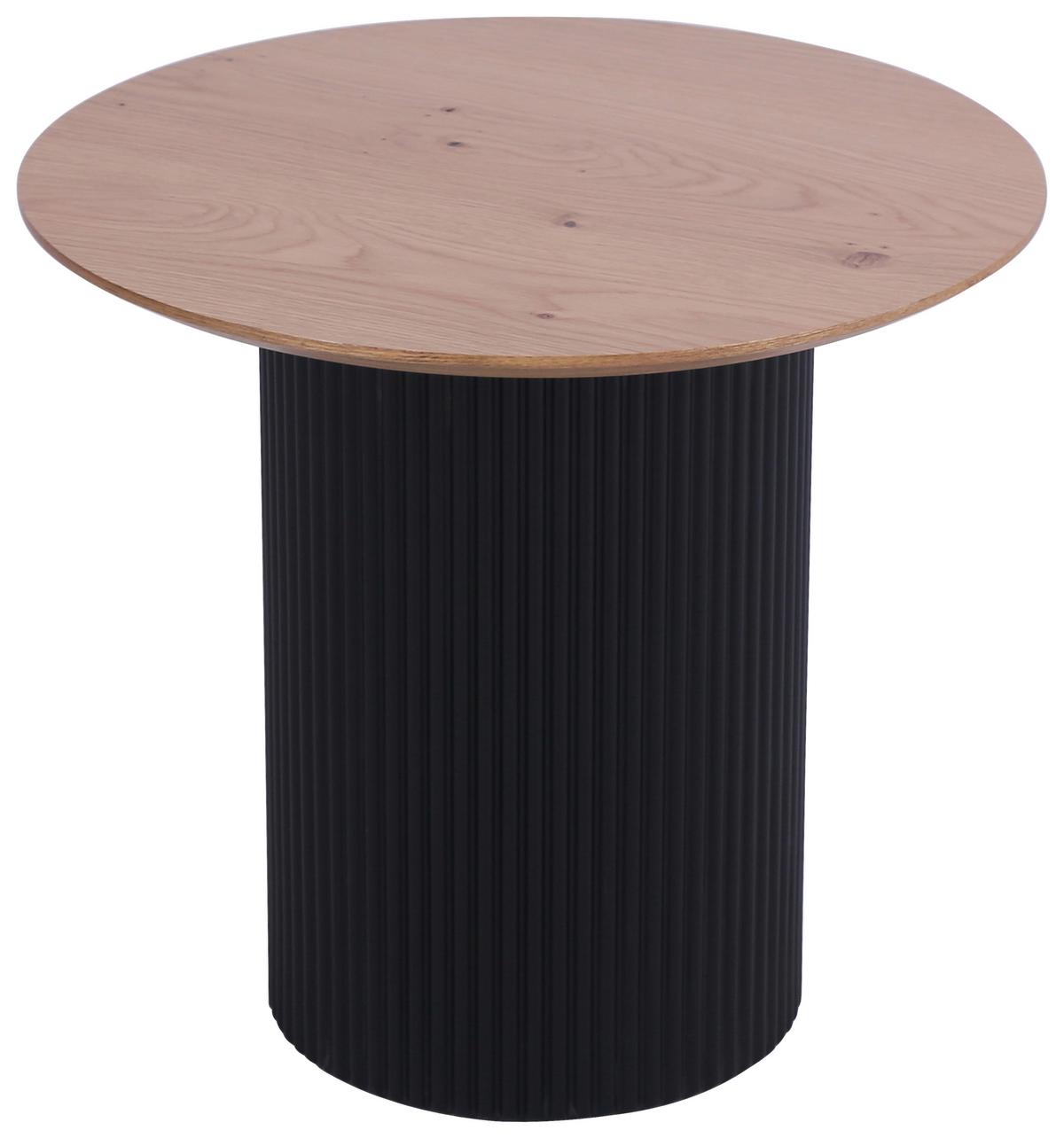 STOLIK KAWOWY GROOVE WOOD -EXKLUSIV- - kolor dębowy/czarny, Design, materiał drewnopochodny/drewno (50/50/48cm) - Stylife