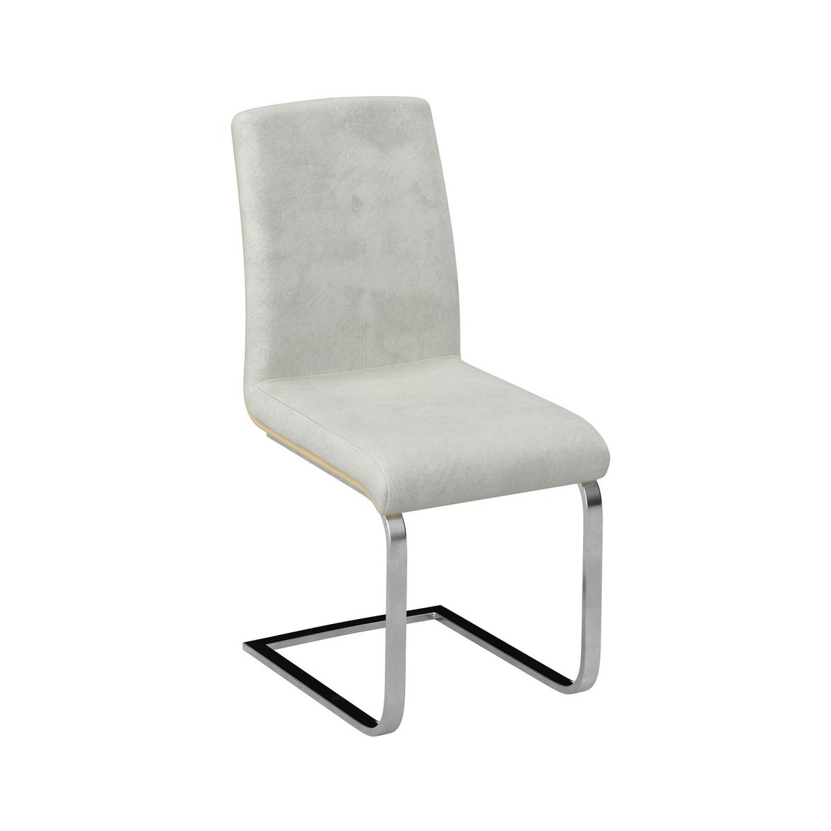 Schwingstuhl Nubia Creme Bouclé Gepolstert - Chromfarben/Eichefarben, MODERN, Holz/Textil (44/90/59cm) - Bessagi Home