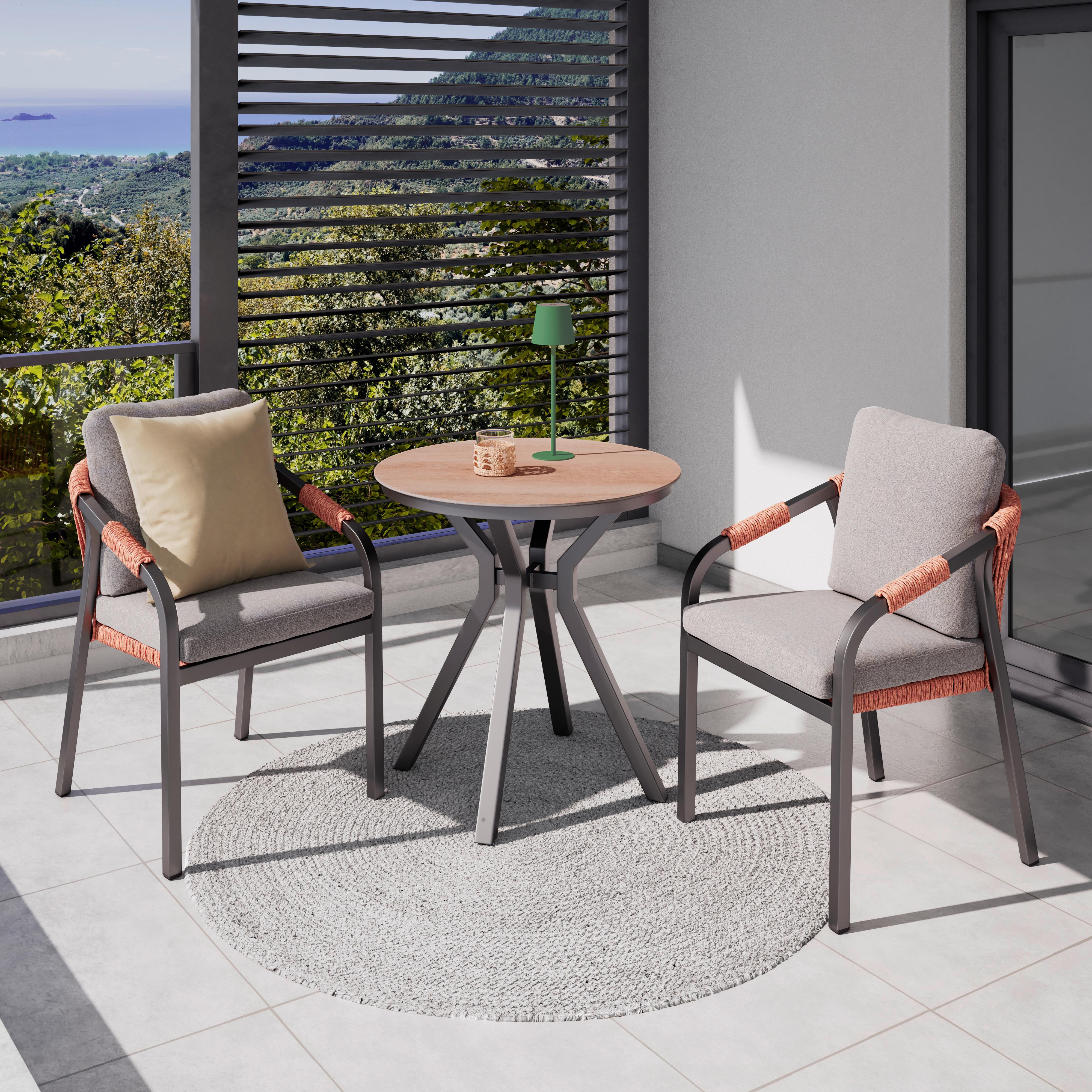 Set Za Balkon Justin, Siva, Naravna, 3-Delno - temno siva/siva, Moderno, kovina/umetna masa (70/74/70cm) - Mömax