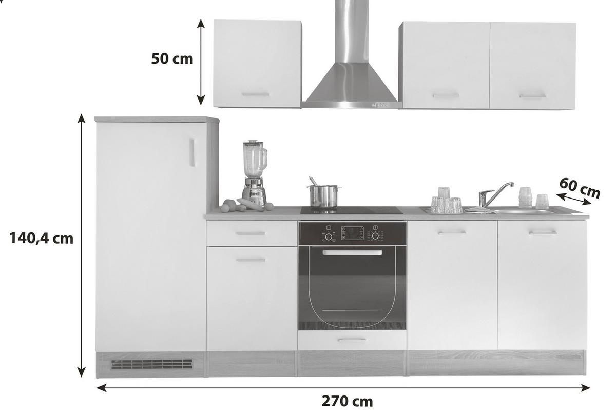 Blok Kuhinja Andy - bijela/hrast Sonoma, Moderno, drvni materijal (270/195/60cm) - Best Price