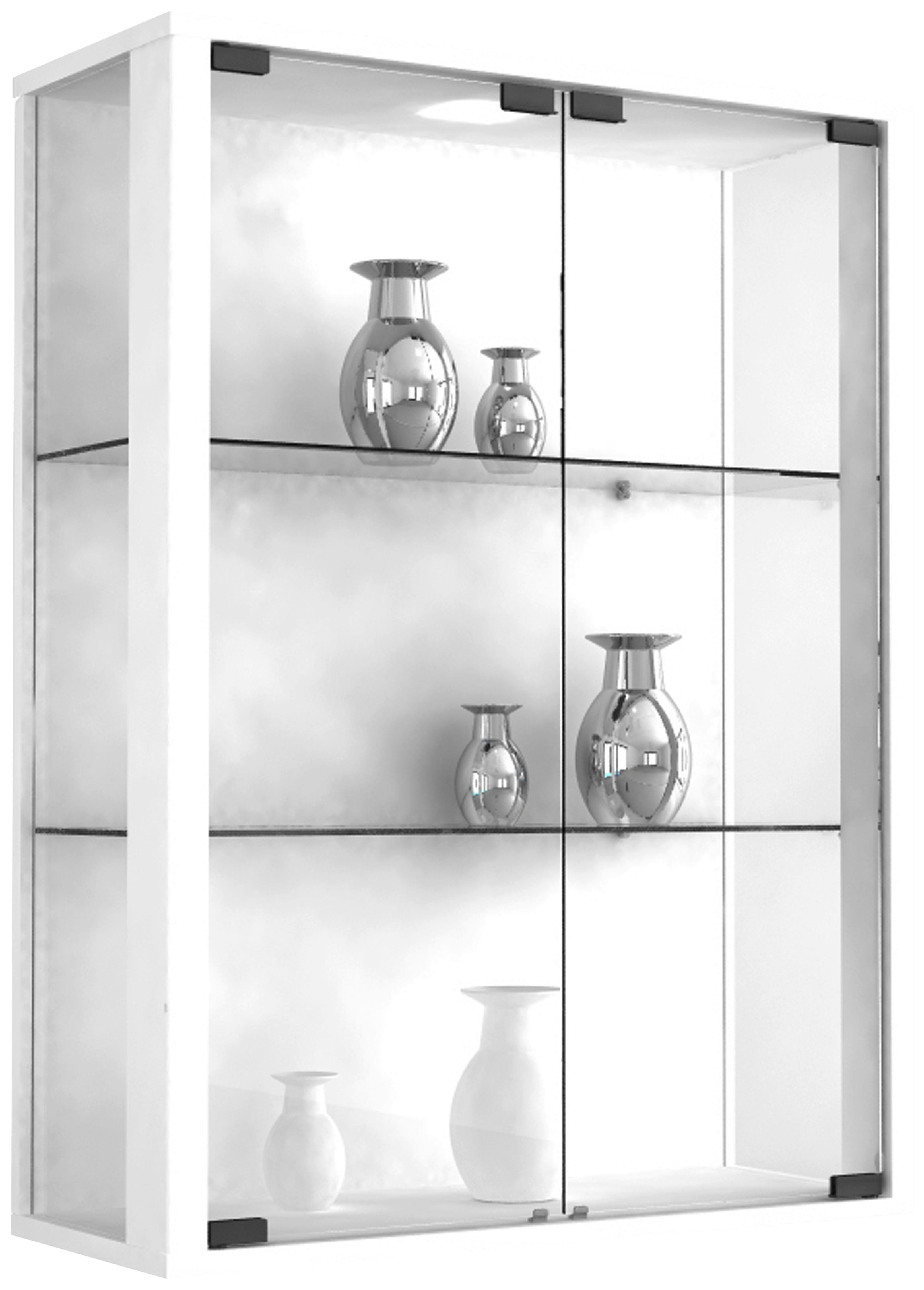 Viseča Vitrina Udina, Bela, Led - črna/bela, Konvencionalno, umetna masa/steklo (60/80/25cm) - MID.YOU