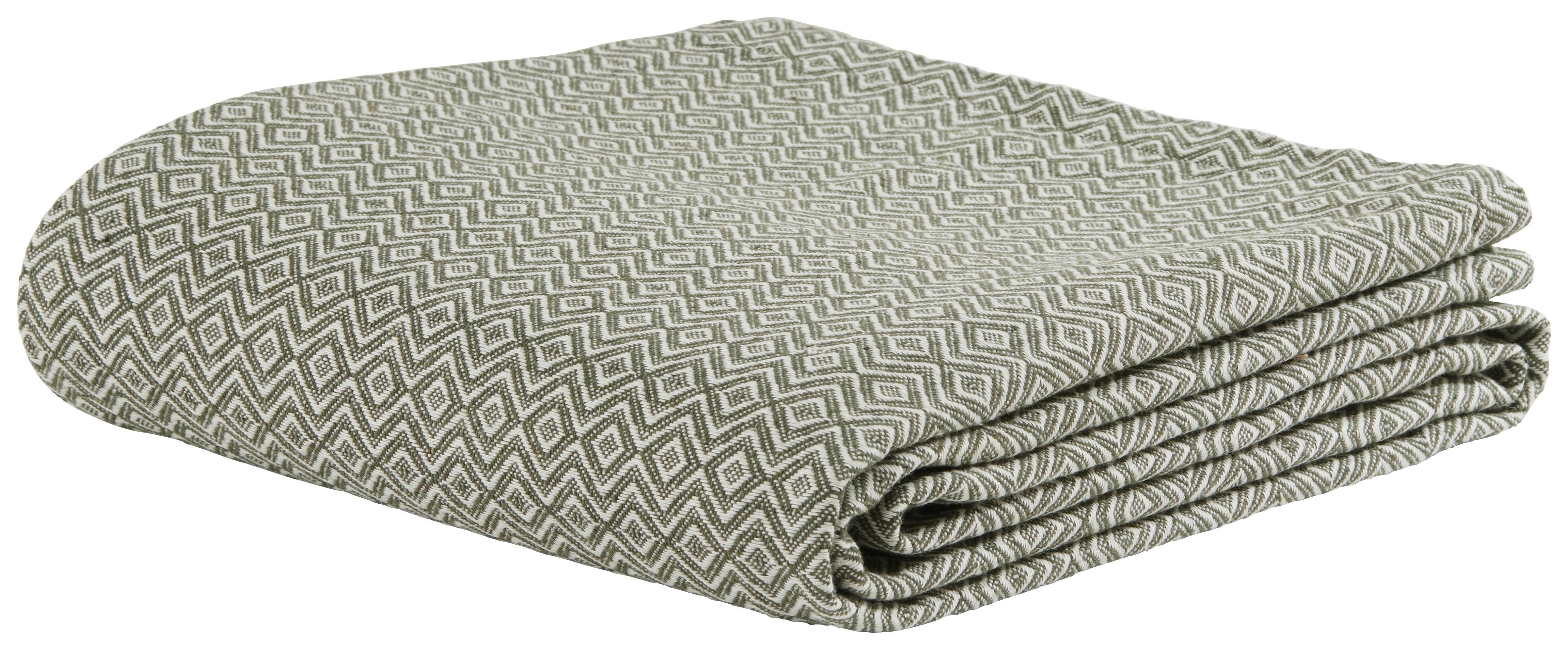 Ágytakaró Dobby Raute - Zöld/Fehér, Textil (140/210cm) - Premium Living