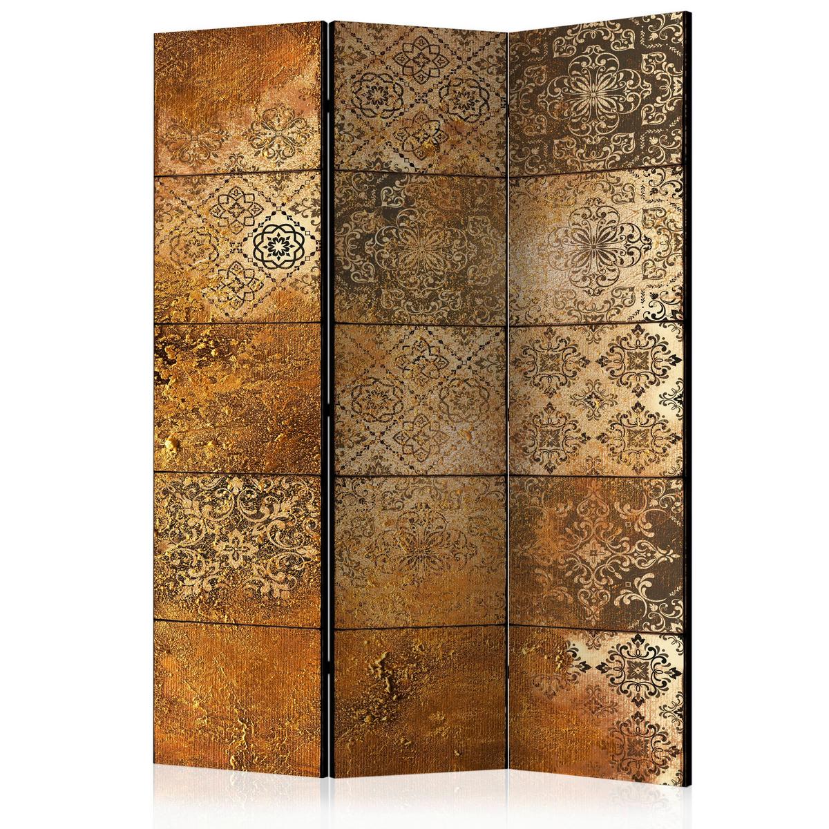Paravan Old Tiles, 3-Delni, Akustičen - bež/rjava, Basics, umetna masa/tekstil (135/172/3cm) - artgeist