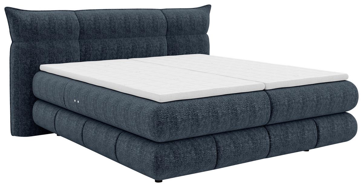 Boxspringbett Auris Blau ca. 180x200cm - Blau/Schwarz, KONVENTIONELL, Kunststoff/Textil (180/200cm) - Sembella