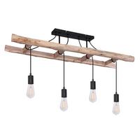 Deckenleuchte Irmgard max. 60 Watt - Schwarz/Naturfarben, Natur, Holz/Metall (115/30/80cm) - Globo