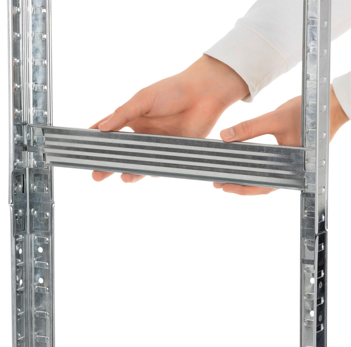 Schwerlastregal Easymaxx Silberfarben/Hellbraun - Hellbraun/Silberfarben, KONVENTIONELL, Holzwerkstoff/Kunststoff (40/90/180cm)