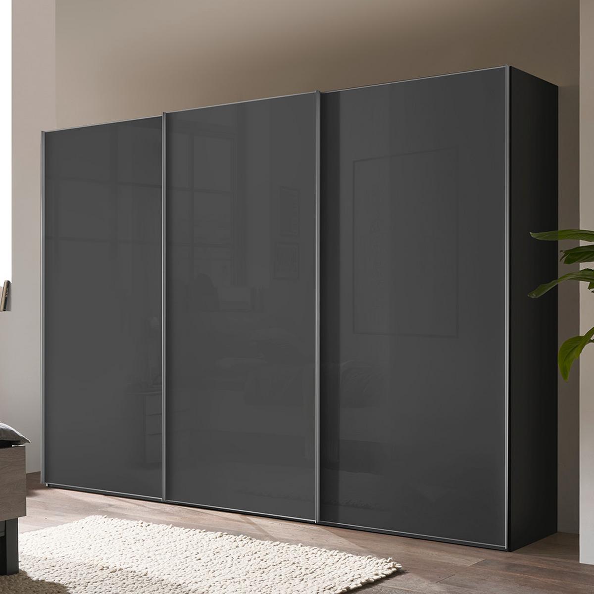 Schwebetürenschrank Lumos Dunkelgrau - Dunkelgrau/Alufarben, Konventionell, Glas/Holzwerkstoff (249/222/68cm) - Based