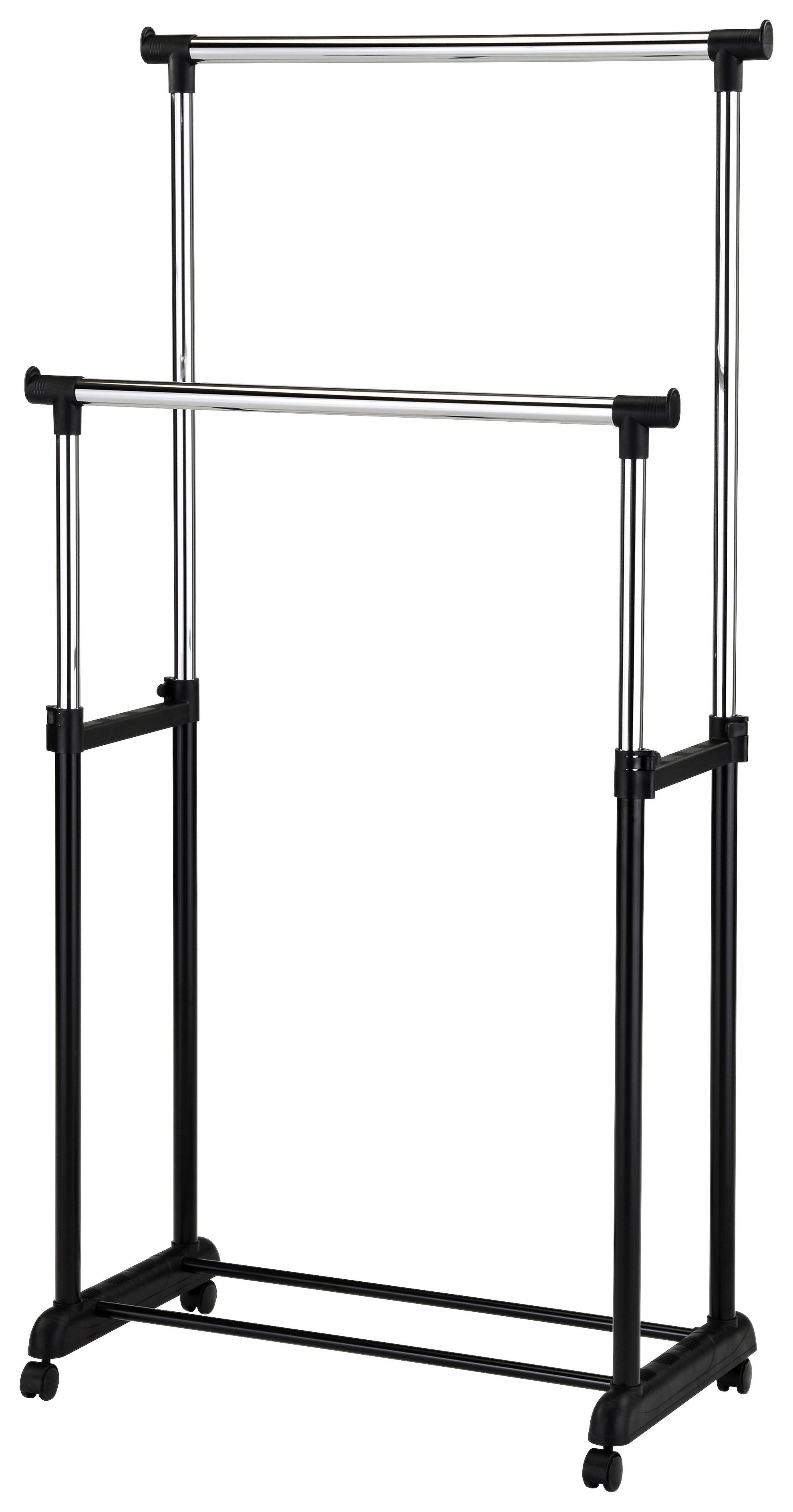 Kleiderwagen 84x94x44 cm höhenverstellbar - Chromfarben/Schwarz, Konventionell, Kunststoff/Metall (84/94-168/44cm) - Mömax