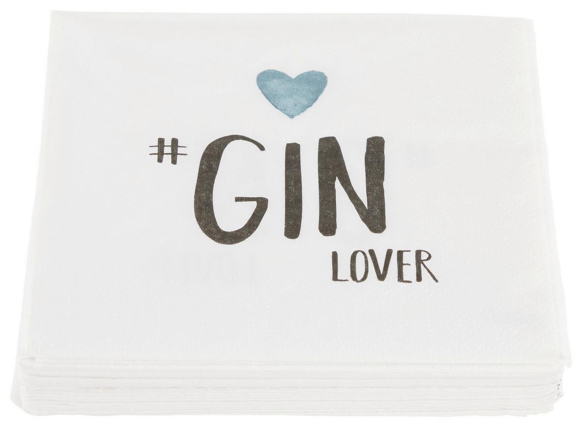 Cocktailserviette Linda in Weiss ca. 25x25cm - Blau/Weiss, Konventionell, Papier (25/25cm)