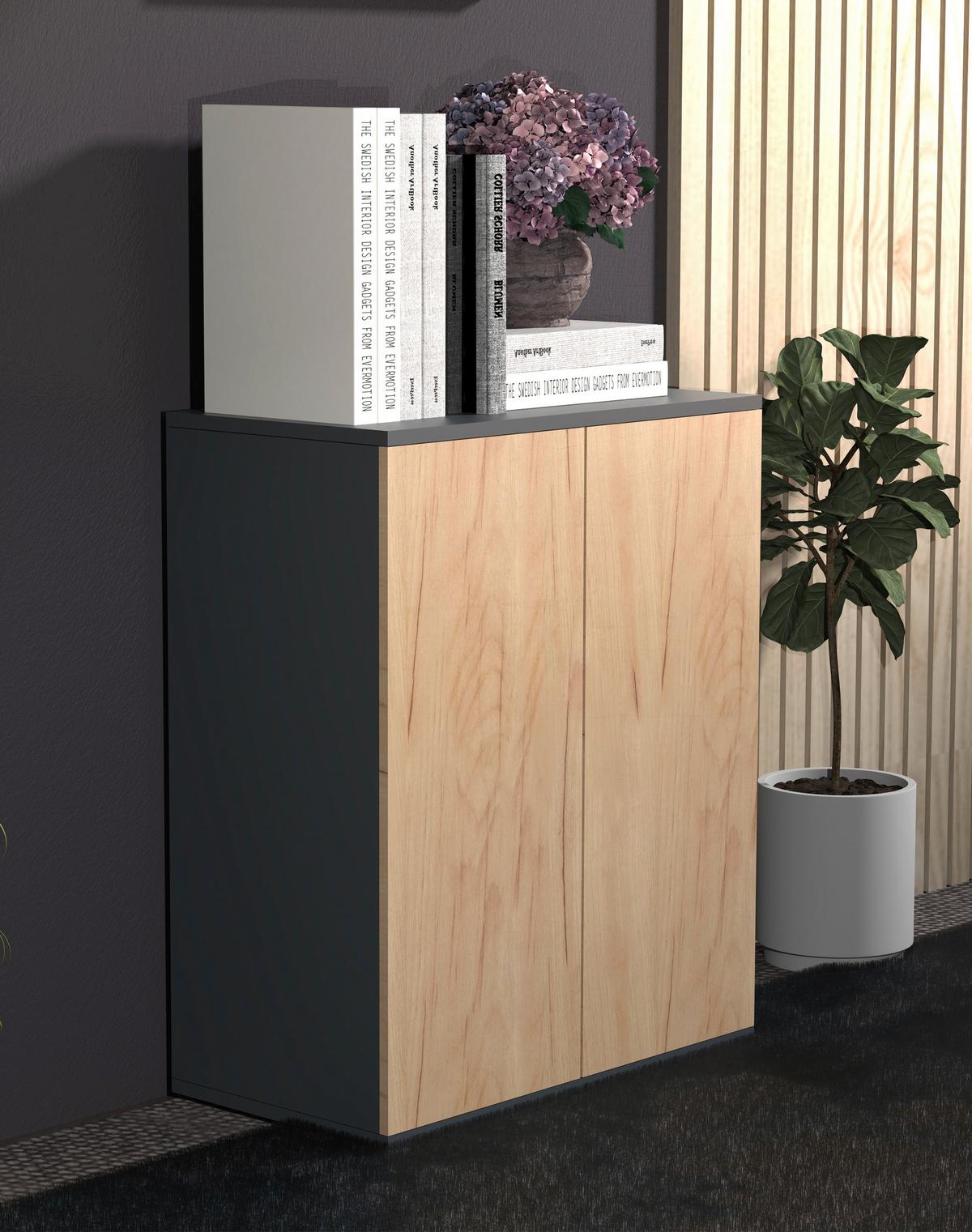 Kommode DALOSA Honigeiche ca. 60x73x32 cm - Honigeiche/Anthrazit, MODERN, Holzwerkstoff/Kunststoff (60/73/32cm) - MID.YOU