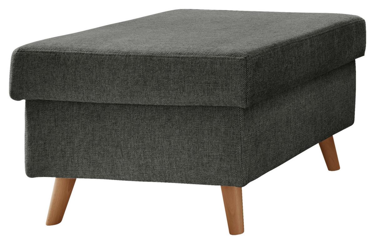 Hocker Valentina Anthrazit Struktur - Anthrazit/Naturfarben, KONVENTIONELL, Holz/Textil (61/43/61cm) - P & B