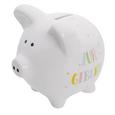 Spardose Piggy in Weiß/zur Geburt - Blau/Gelb, Keramik (14/11,7/13cm) - MÖMAX modern living