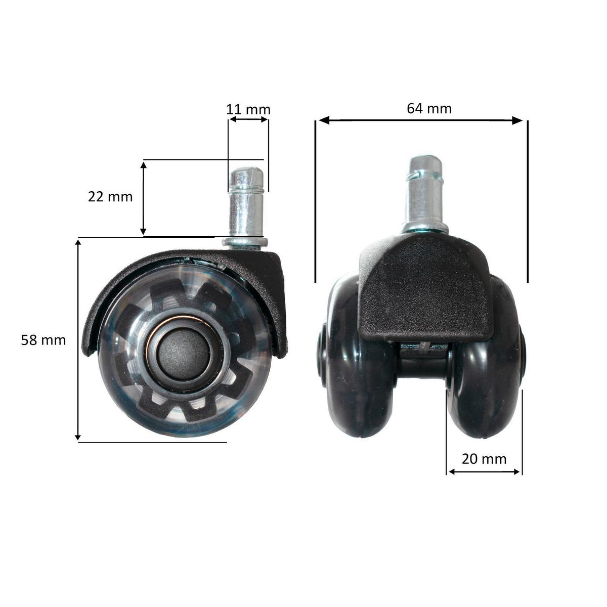 DREHSTUHLROLLE DREHSTUHLROLLE SCHWARZ - Schwarz, Design, Kunststoff (5/8/5cm) - Livetastic