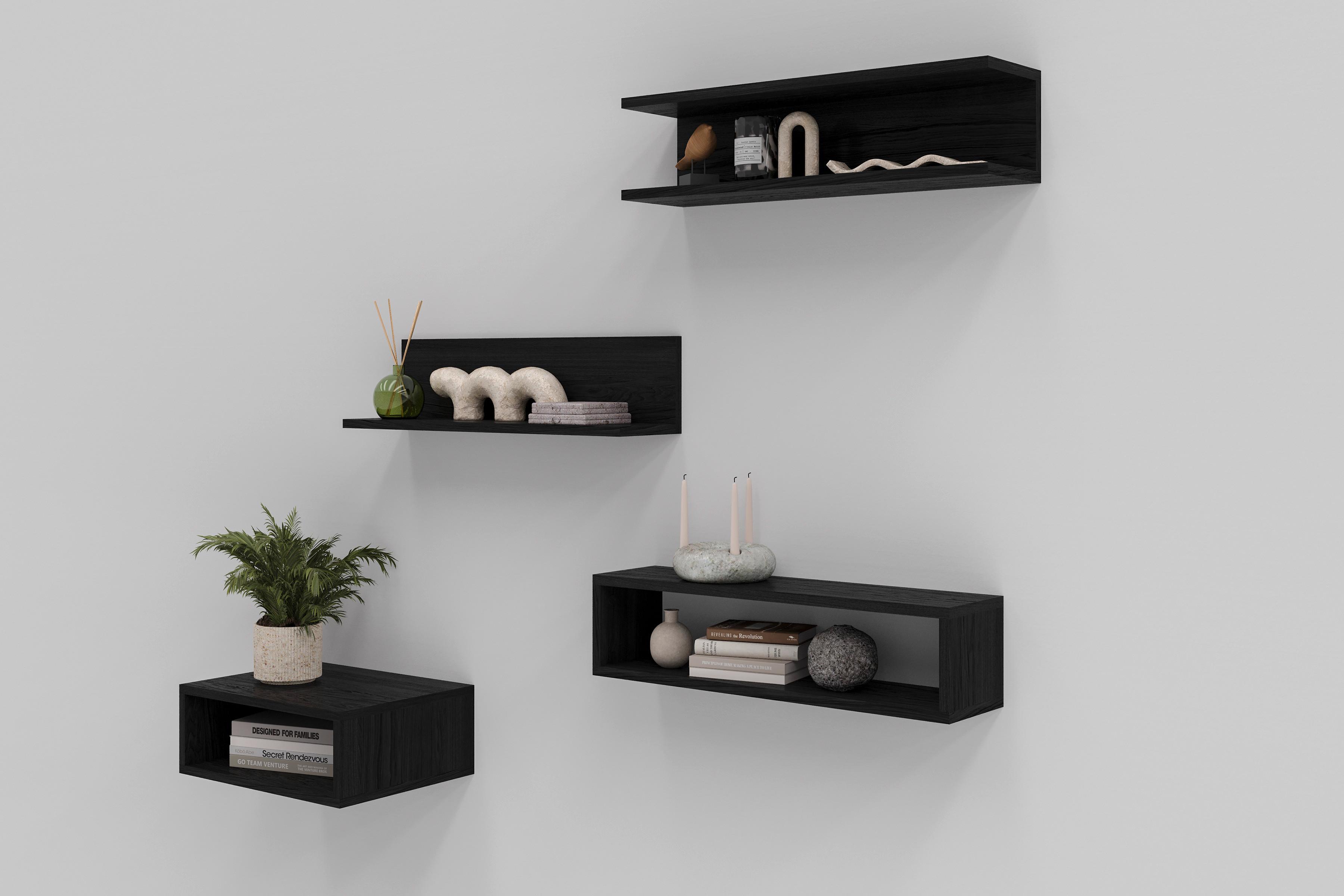 Poliță de perete DURALINE O - negru, Modern, lemn (60/15/15cm) - Modern Living