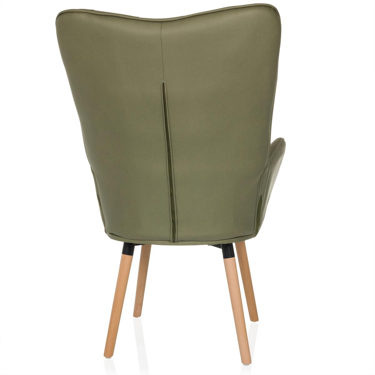 Fotelj Havenio I, Zelena - zelena/barve bukve, Moderno, tekstil/les (70/106/75cm) - MID.YOU