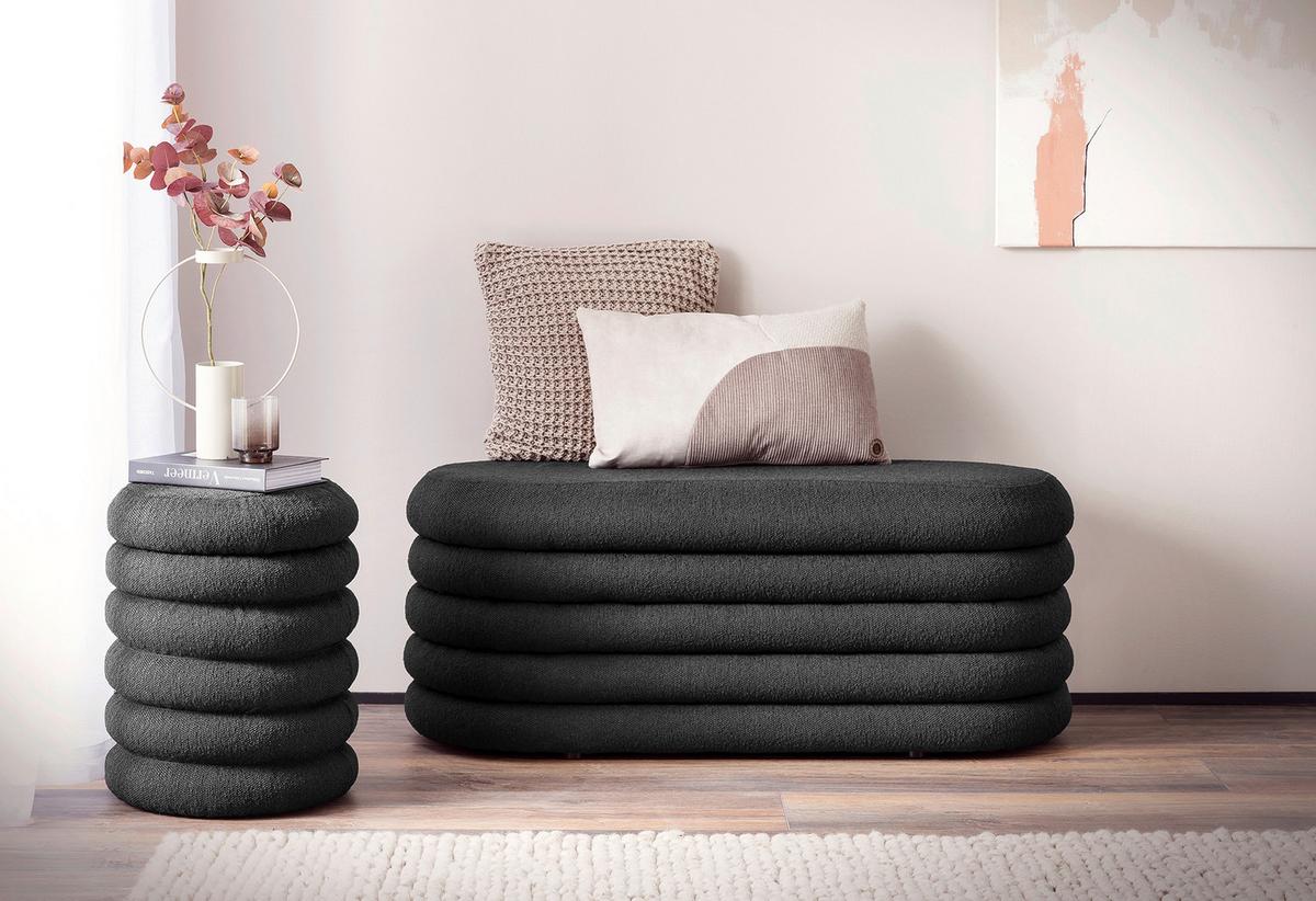 Klop Bouclé, Antracit - antracit, Moderno, tekstil (108/42/45cm) - Livetastic