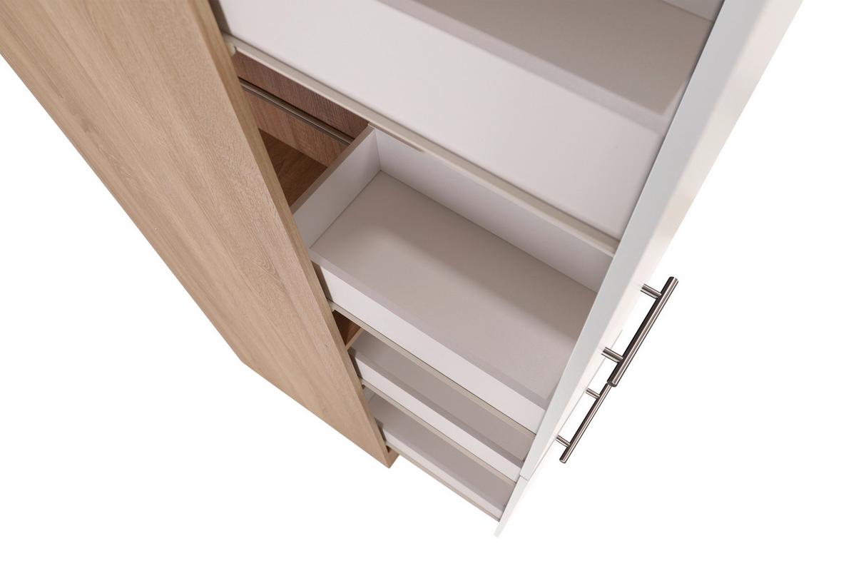 Izvlečna Omara Merle, Barva Hrasta, Bela - srebrne barve/barve hrasta, Basics, kovina/leseni material (30/200/60cm) - Respekta