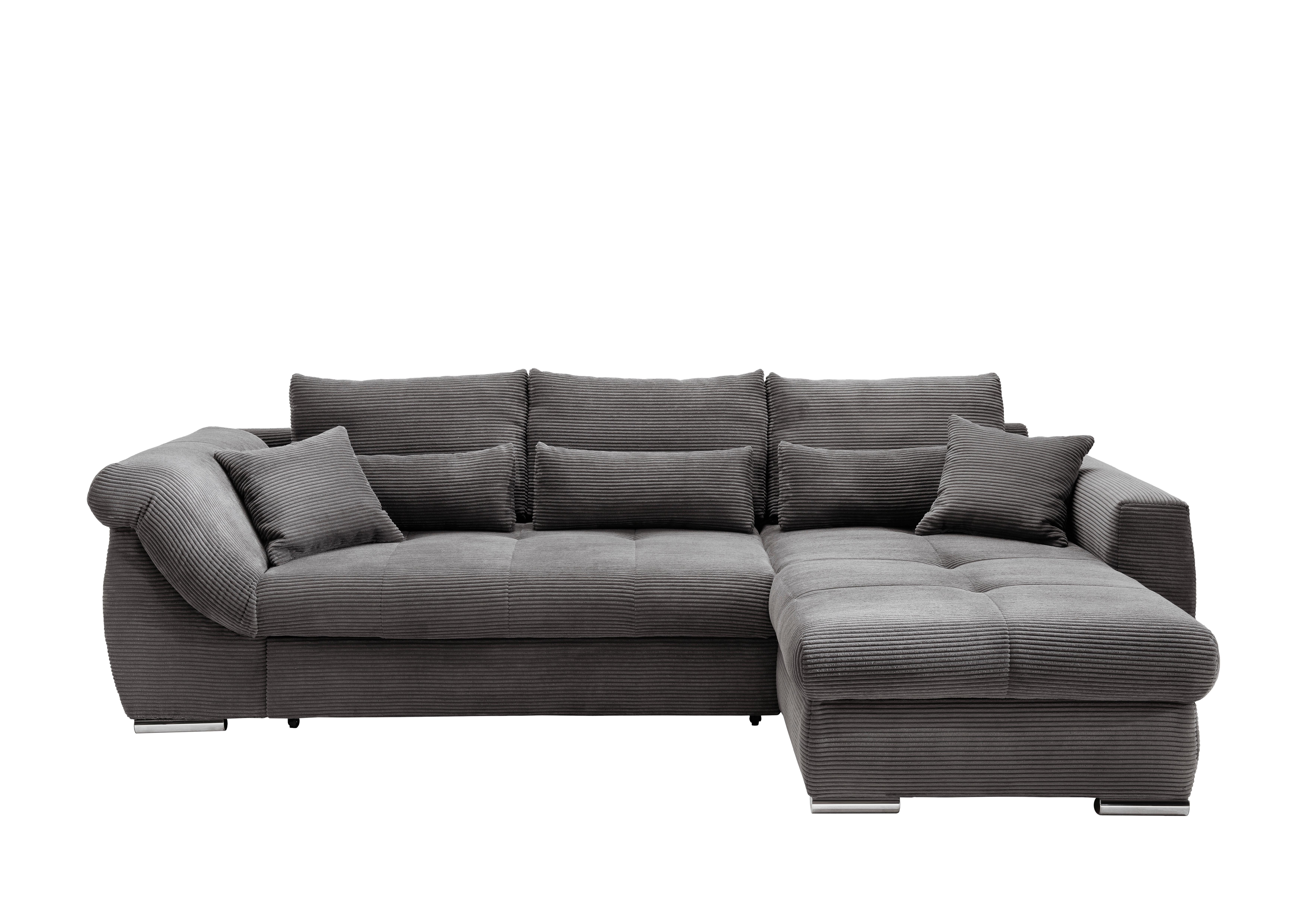 Wohnlandschaft Frederico Grau Cord - Chromfarben/Grau, MODERN, Textil/Metall (302/188cm) - MID.YOU