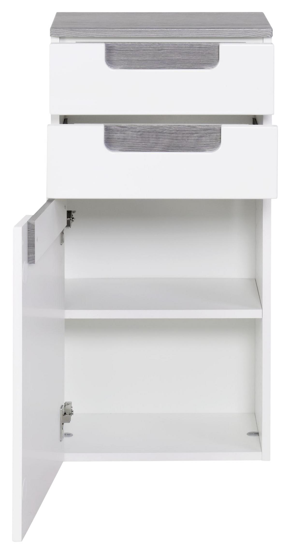 Unterschrank in Weiss/ Eichefarbe 'Siena' - Eichefarben/Silberfarben, MODERN, Holzwerkstoff (40/79/27cm) - Held