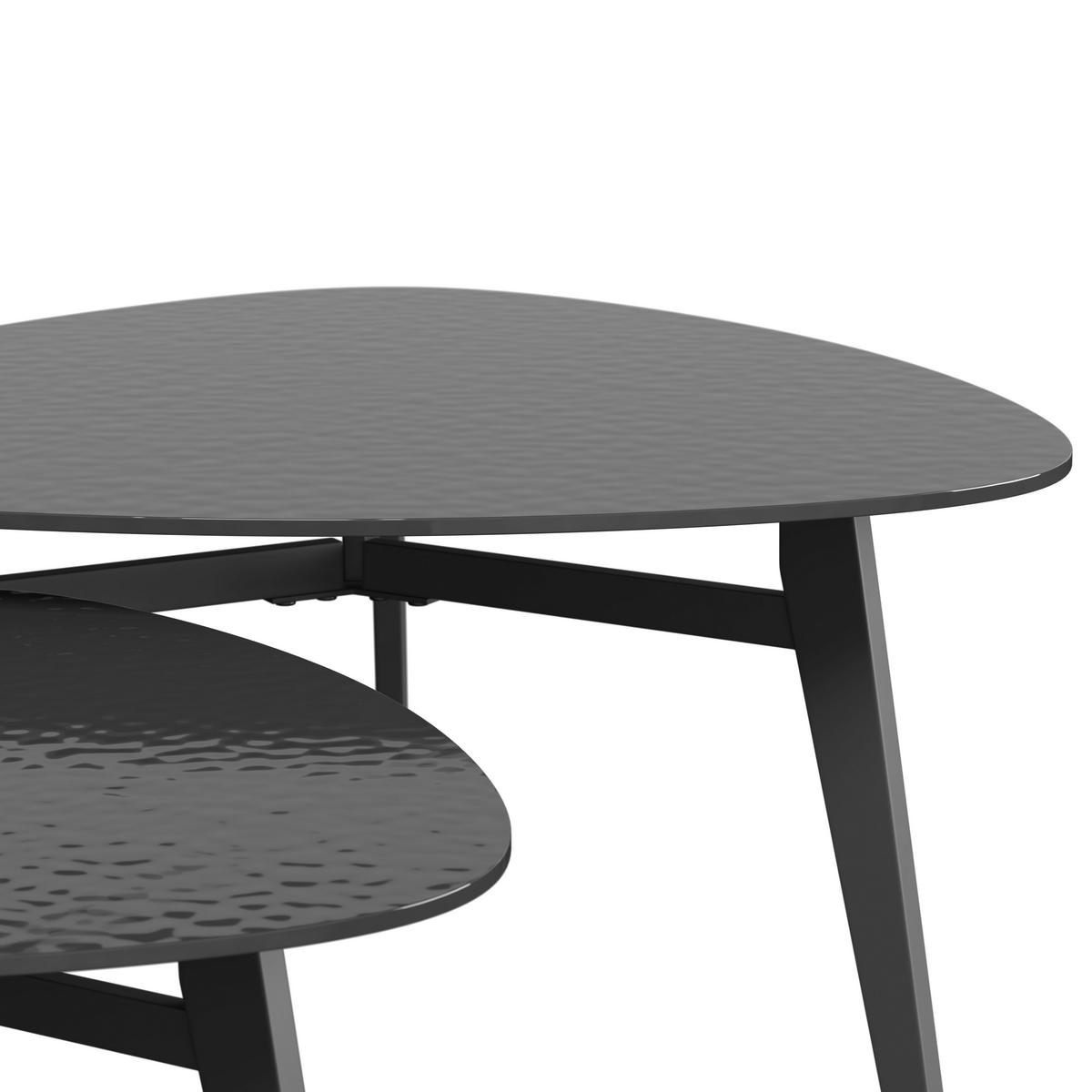 Couchtisch-Set Kelaya Schwarz Glas/Metall - Schwarz, MODERN, Glas/Metall (80/60/42/36/80/60cm) - Bessagi Home