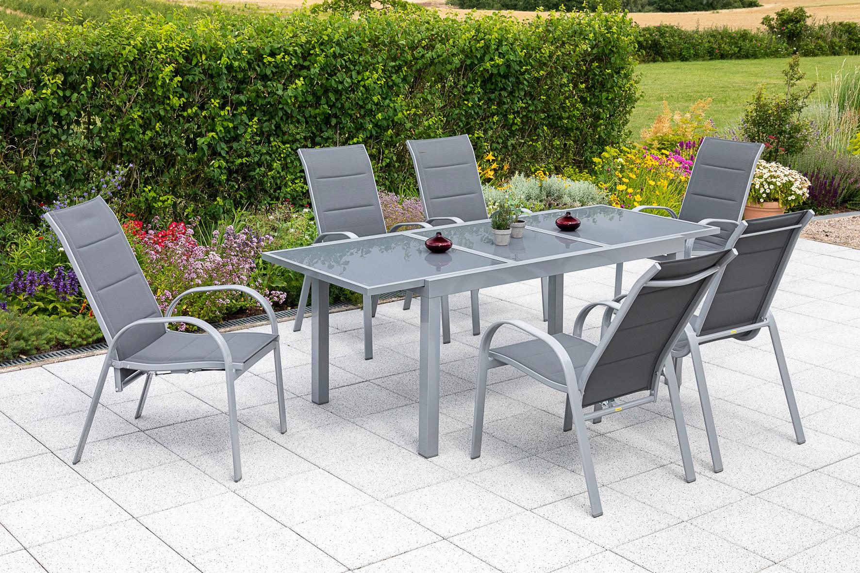 Stapelsessel Amalfi ca. 59x107 cm Alu Grau - Grau, MODERN, Kunststoff/Metall (59/107/71cm) - Gardenson