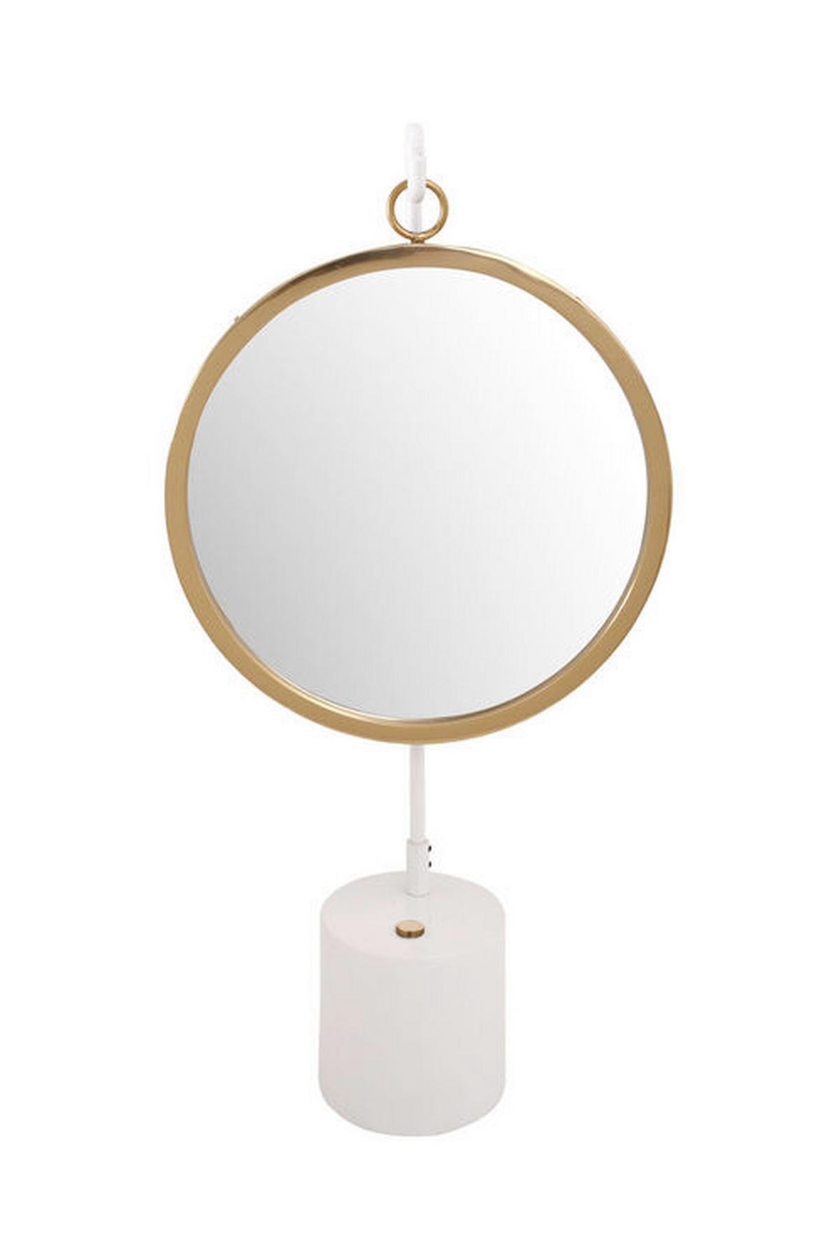 Tischspiegel Eleganca ca. 30x65x13 cm Weiß/Gold - Goldfarben/Weiß, LIFESTYLE, Glas/Metall (30/65/13cm) - Kayoom