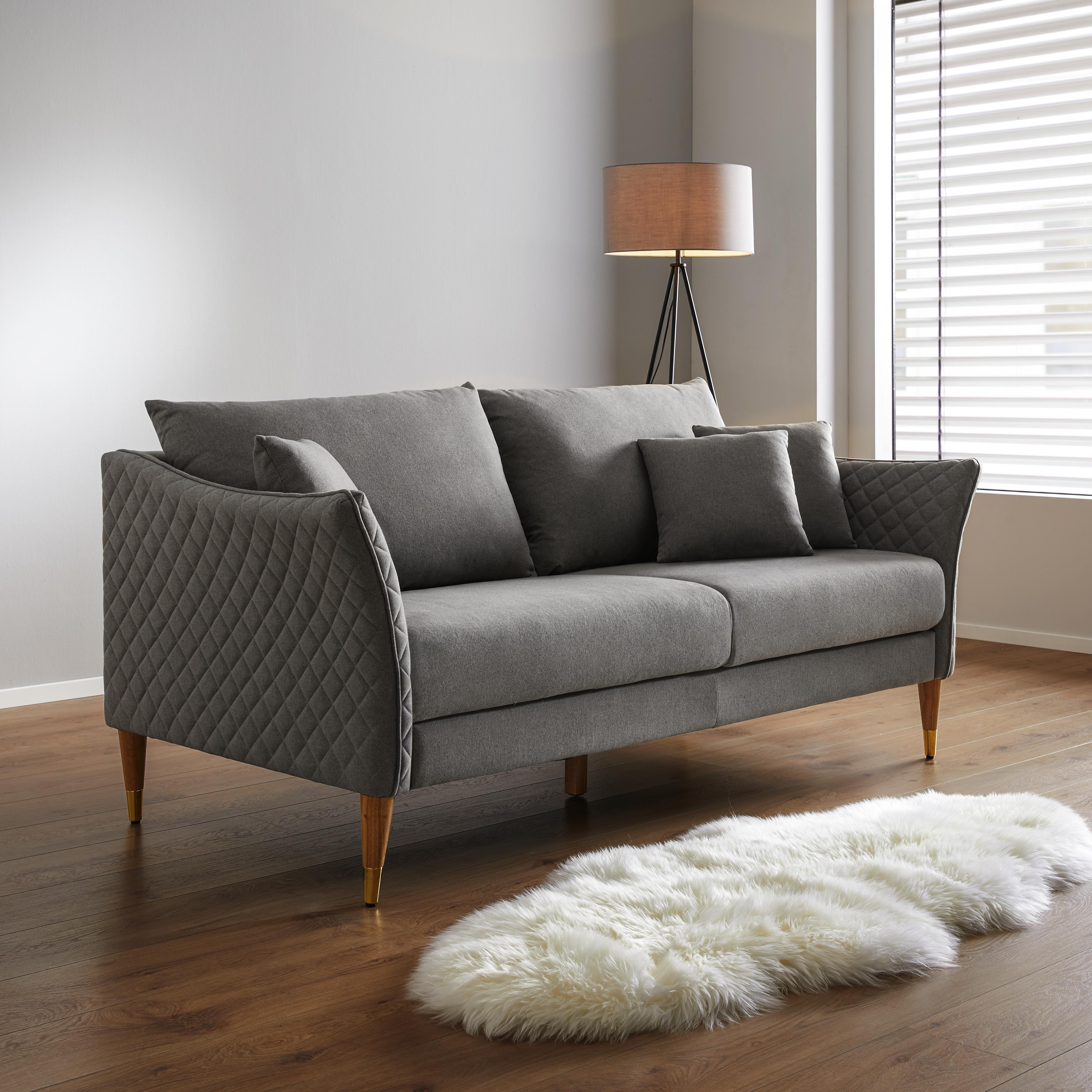 Sofa in Hellgrau 'Valeria' - Hellgrau, MODERN, Holz/Textil (192/75/93cm) - Bessagi Home