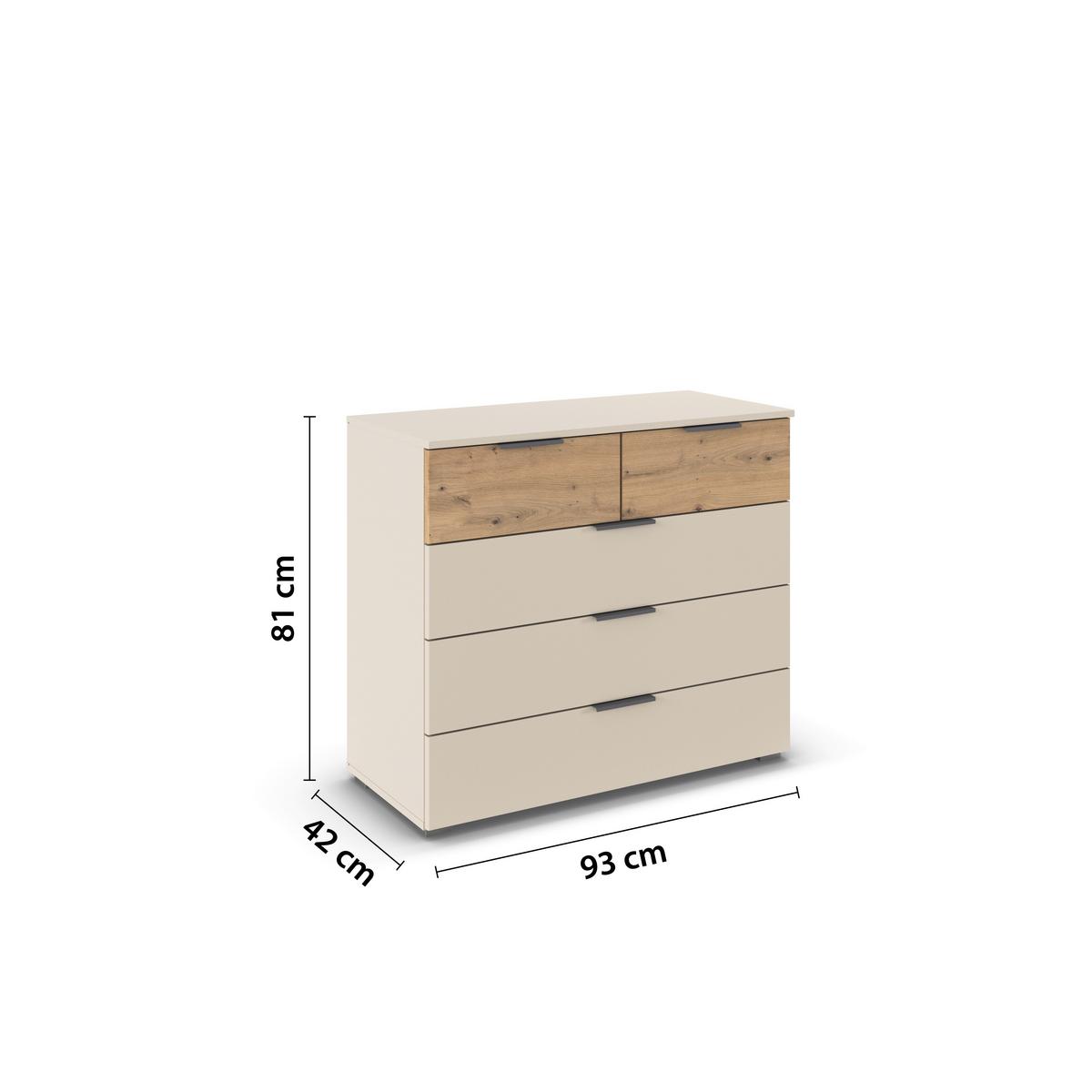 Kommode Ellmau Champagner/Eiche - Champagner/Eiche Artisan, KONVENTIONELL, Holzwerkstoff/Metall (93/81/42cm) - Premium Living