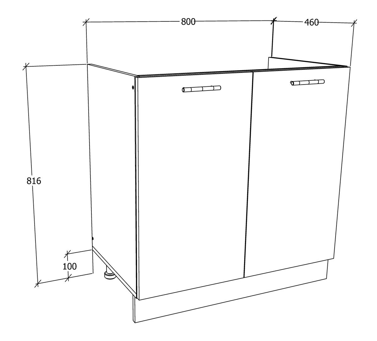 Spodnja Omarica Za Korito Esilo, Siva, Bela - bela/barve aluminija, Konvencionalno, kovina/leseni material (80/82/46cm) - MID.YOU