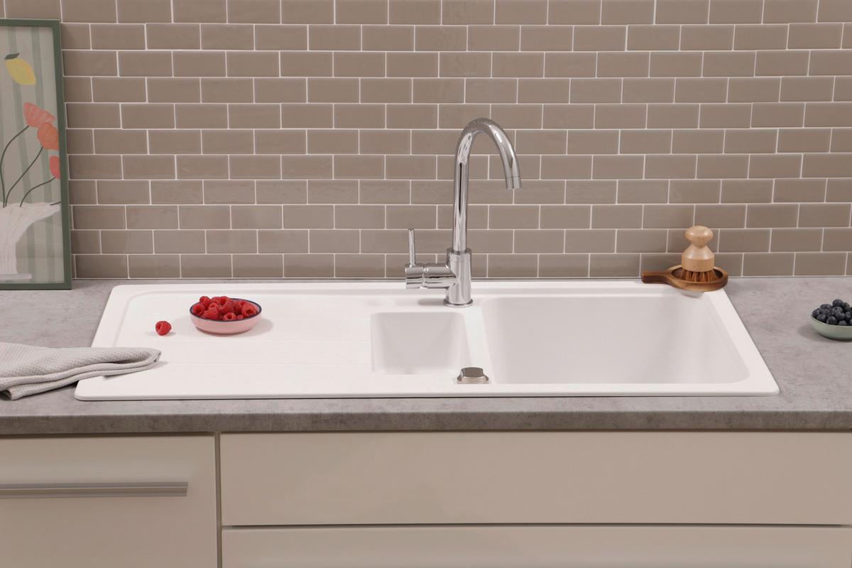 Pomivalno Korito Austin, 100x50cm - bela, Design, kamen (100/20/50cm) - Respekta