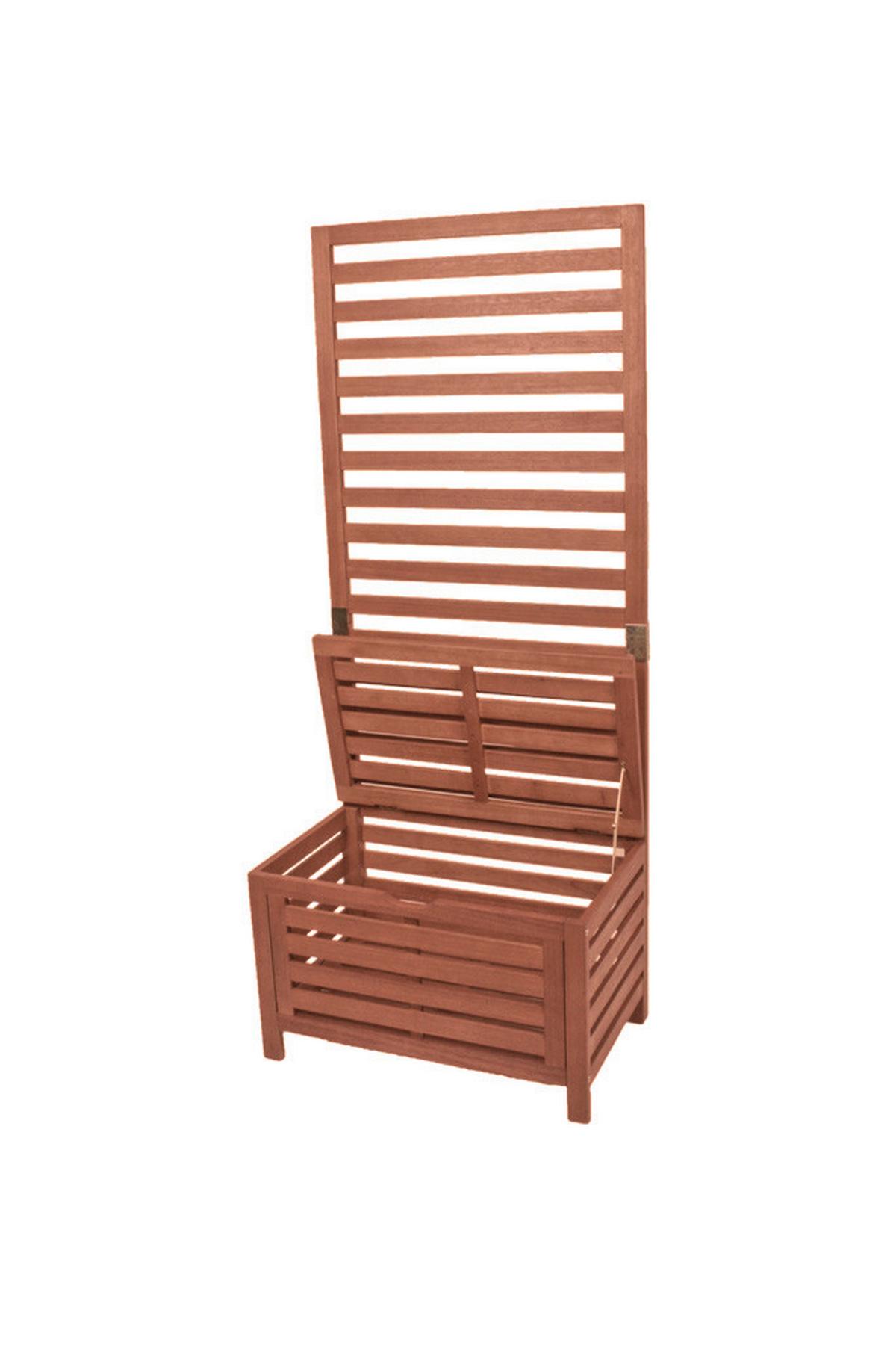 Sichtschutz Bank mit Truhe ca.76x180x45cm Eukalyptusholz - Eukalyptusholzfarben, Basics, Holz (76/180/45cm) - Gardenson