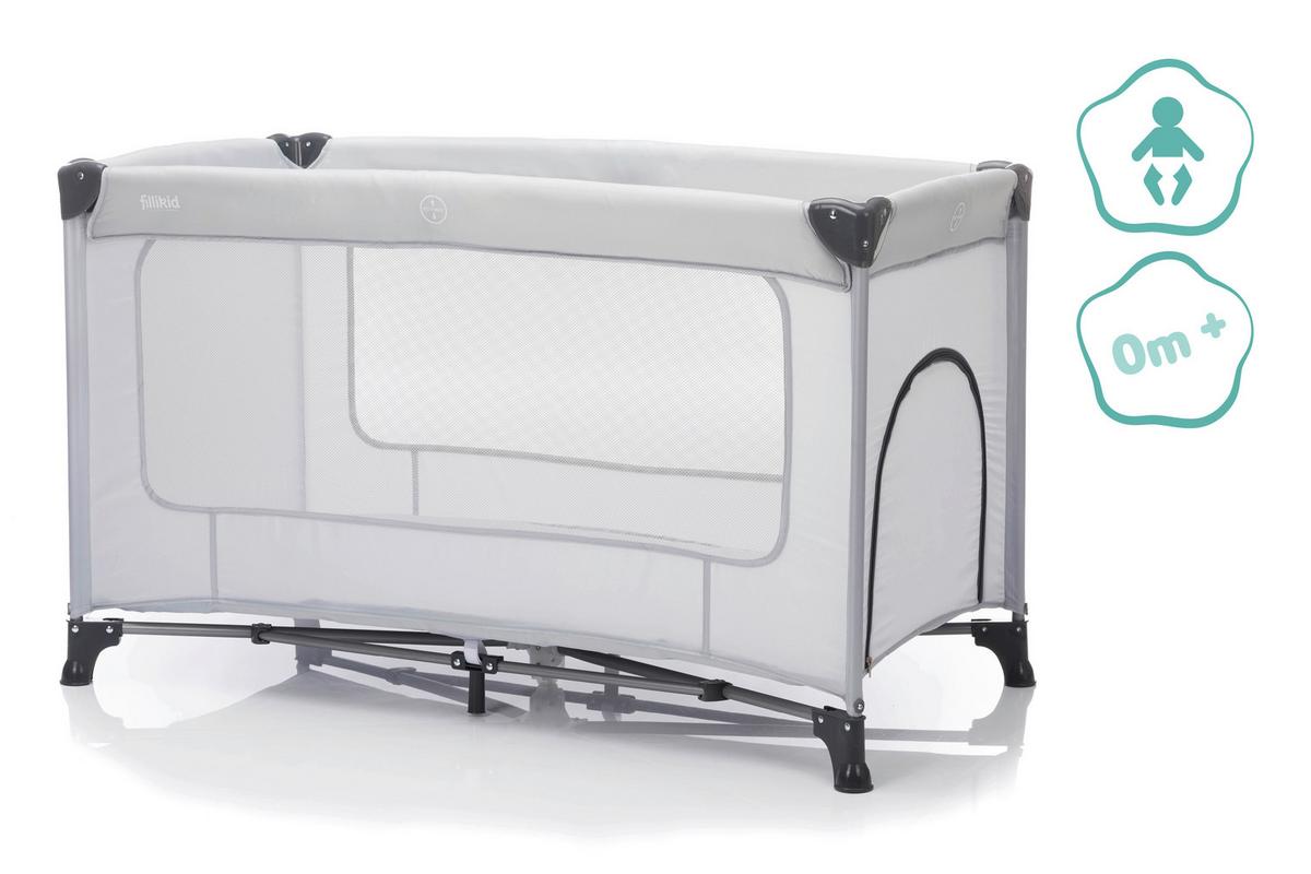 ŁÓŻKO TURYSTYCZNE 4059-07 NIZZA - szary, Basics, metal/tkanina (120/60cm) - Fillikid